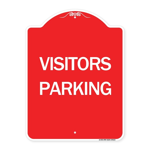 Signmission Designer Series Parking Lot Visitors Parking, Red & White Aluminum Sign, 18" x 24", RW-1824-24622 A-DES-RW-1824-24622 - main